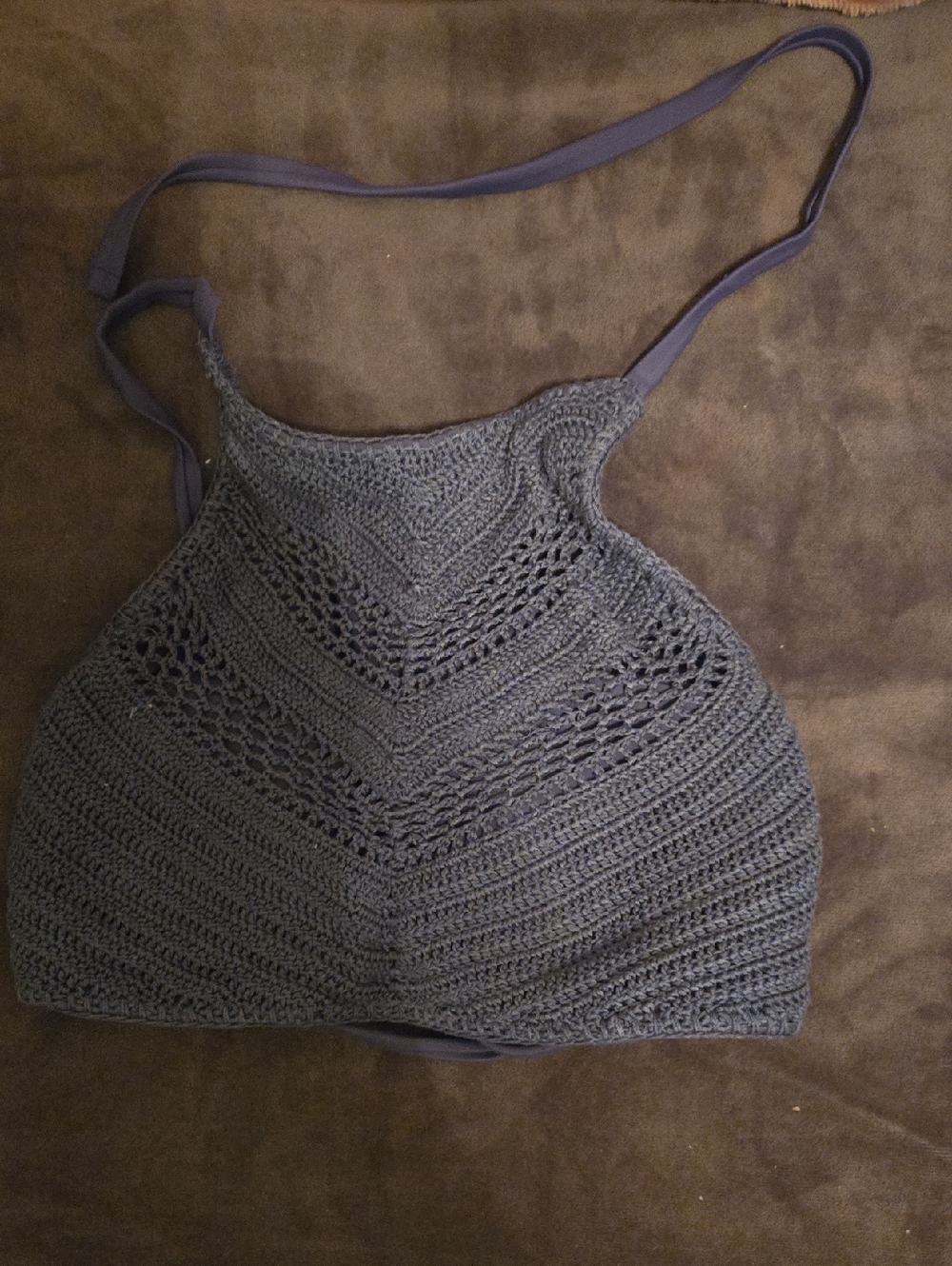 Xhilaration Crochet Halter Bikini Top in Charcoal Gray